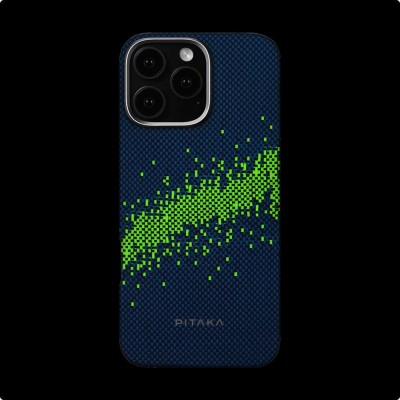 Apple iPhone 15 Pro Max Kılıf M-safe Şarj Özellikli Lumintex Teknolojili Fosforlu Özellikli Aramid Karbon Fiber Pitaka Tactile Woven Starpeak Serisi Milky Way Galaxy Kapak - 3