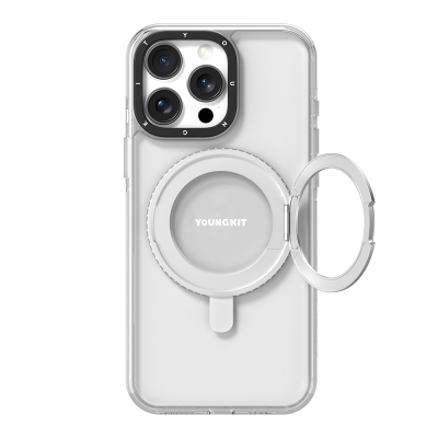 Apple iPhone 15 Pro Max Kılıf M-safe Şarj Özellikli Parmak Ring Standlı Youngkit Pivot Serisi Kapak - Youngkit