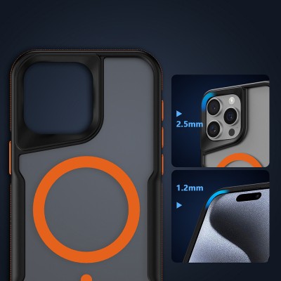 Apple iPhone 15 Pro Max Kılıf M-safe Şarj Özellikli Renkli Kenar Airbag Şeritli Zore Lamer Kapak - 6