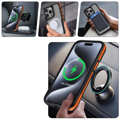 Apple iPhone 15 Pro Max Kılıf M-safe Şarj Özellikli Renkli Kenar Airbag Şeritli Zore Lamer Kapak - 10