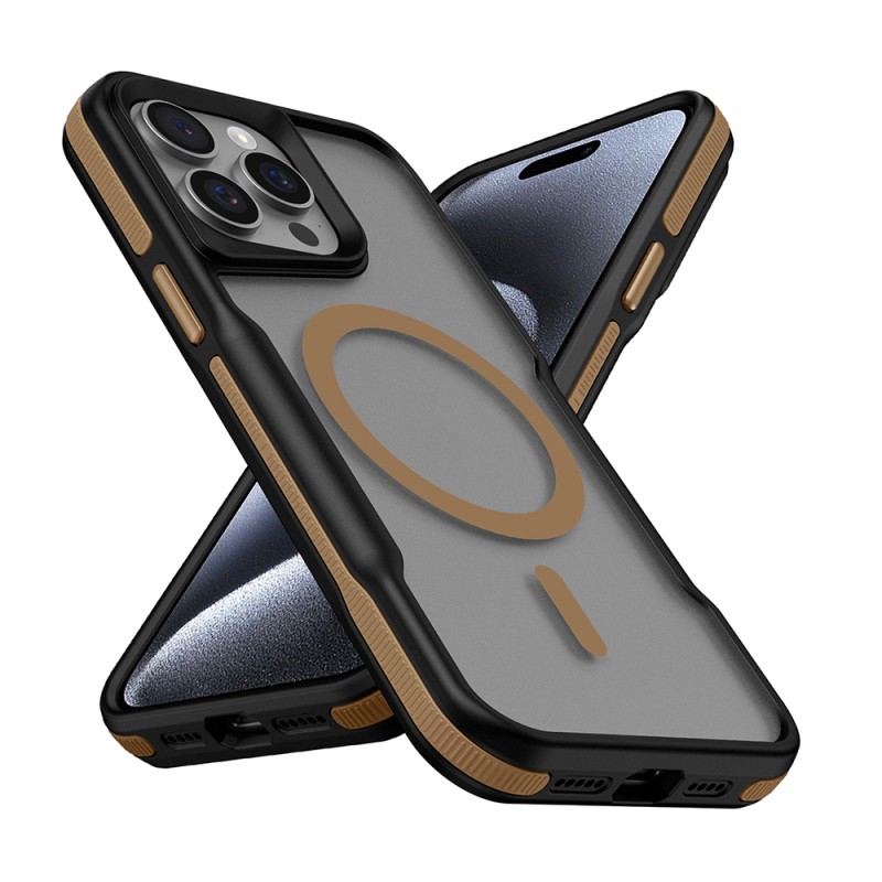 Apple iPhone 15 Pro Max Kılıf M-safe Şarj Özellikli Renkli Kenar Airbag Şeritli Zore Lamer Kapak - 2