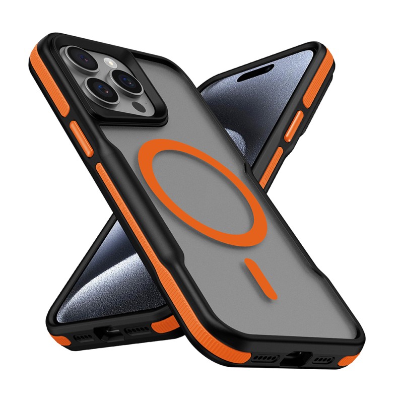 Apple iPhone 15 Pro Max Kılıf M-safe Şarj Özellikli Renkli Kenar Airbag Şeritli Zore Lamer Kapak - 4