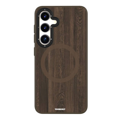 Galaxy S24 Kılıf M-safe Şarj Özellikli Sararmaya Dayanıklı Youngkit Wood Forest Serisi Kapak - 3