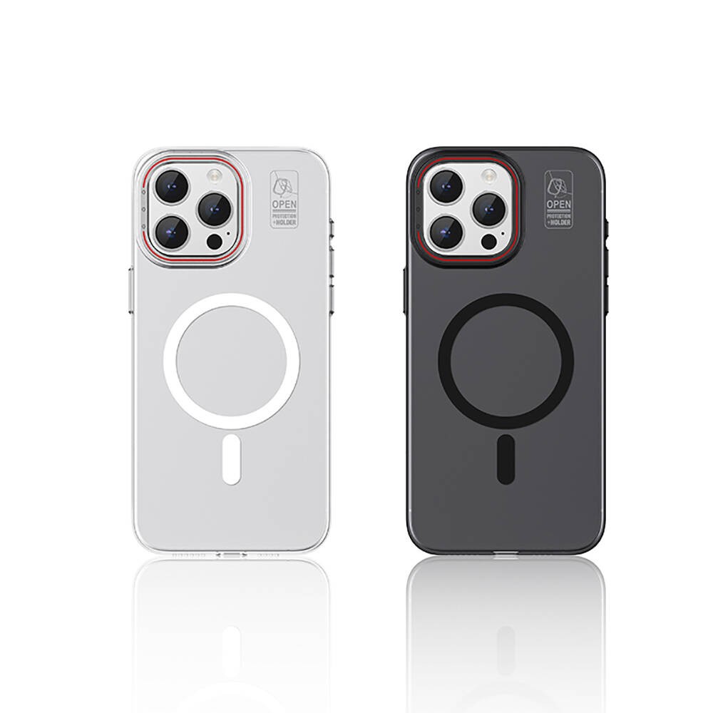 Apple iPhone 15 Pro Max Kılıf M-safe Şarj Özellikli Standlı Metal