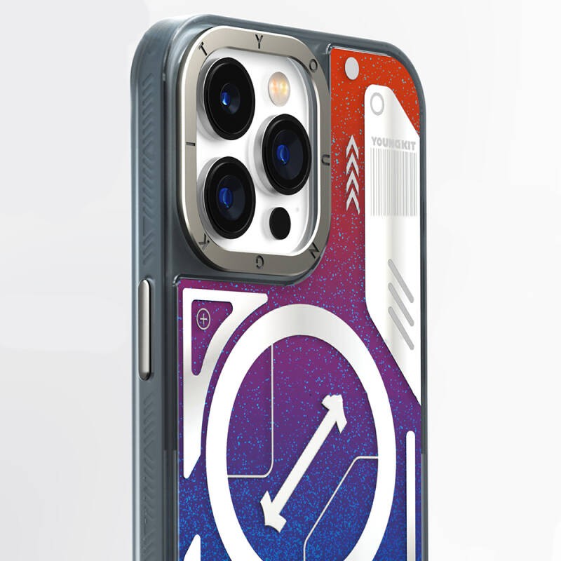 Apple iPhone 15 Pro Max Kılıf M-safe Şarj Özellikli YoungKit Galaxy Serisi Kapak - 4