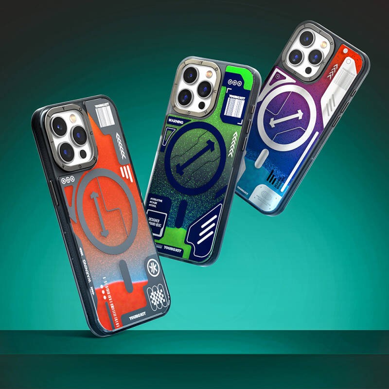 Apple iPhone 15 Pro Max Kılıf M-safe Şarj Özellikli YoungKit Galaxy Serisi Kapak - 6