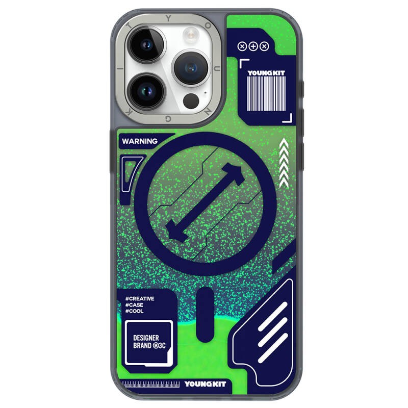 Apple iPhone 15 Pro Max Kılıf M-safe Şarj Özellikli YoungKit Galaxy Serisi Kapak - 8