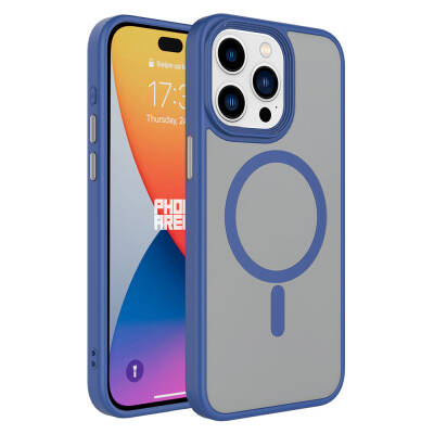 Apple iPhone 15 Pro Max Kılıf Mat Arka Yüzey Wireless Şarj Özellikli Zore Flet M-safe Kapak - Zore