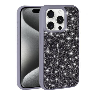 Apple iPhone 15 Pro Max Kılıf Parlak Taşlı Tasarım Zore Pırlanta Kapak - Zore