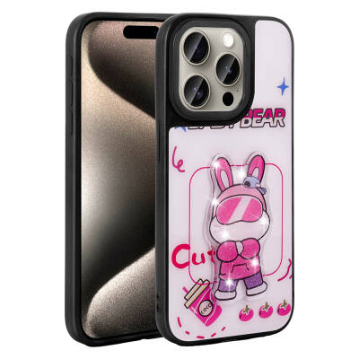 Apple iPhone 15 Pro Max Kılıf Parlayan Kabartmalı İkonik Figürlü Zore Amas Silikon Kapak - Zore