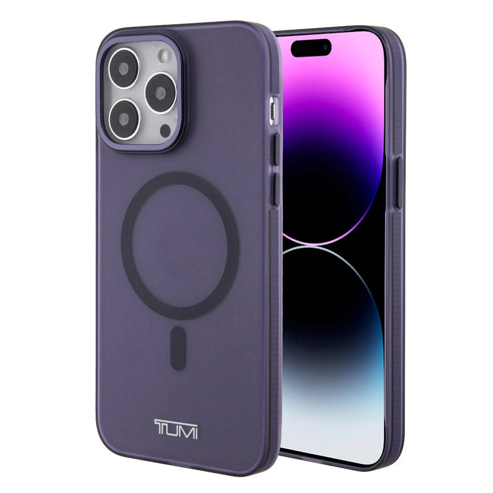 Apple iPhone 15 Pro Max Klf TUMI Orjinal Lisansl M-safe arj zellikli Buzlu Mat Kapak - Mor