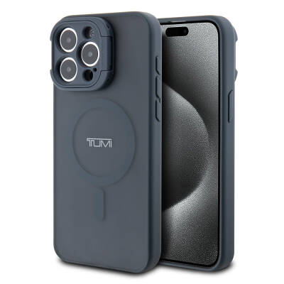 Apple iPhone 15 Pro Max Kılıf TUMI Orjinal Lisanslı M-safe Şarj Özellikli Kamera Standlı Buzlu Mat Kapak - TUMI