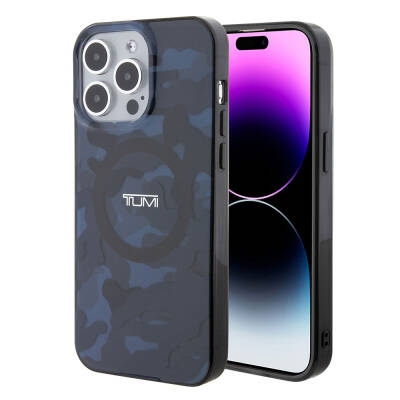 Apple iPhone 15 Pro Max Kılıf TUMI Orjinal Lisanslı M-safe Şarj Özellikli PC TPU Çift Katmanlı Kamuflaj Desenli Kapak - TUMI