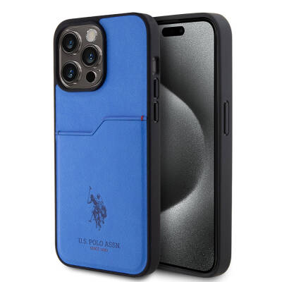 Apple iPhone 15 Pro Max Kılıf U.S. Polo Assn. Orjinal Lisanslı Baskı Logolu PU Kartlıklı Kapak - U.S. Polo Assn.