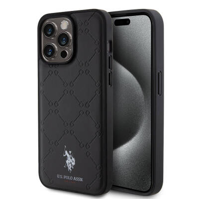 Apple iPhone 15 Pro Max Kılıf U.S. Polo Assn. Orjinal Lisanslı HS Desenli Baskı Logolu Suni Deri Kapak - U.S. Polo Assn.