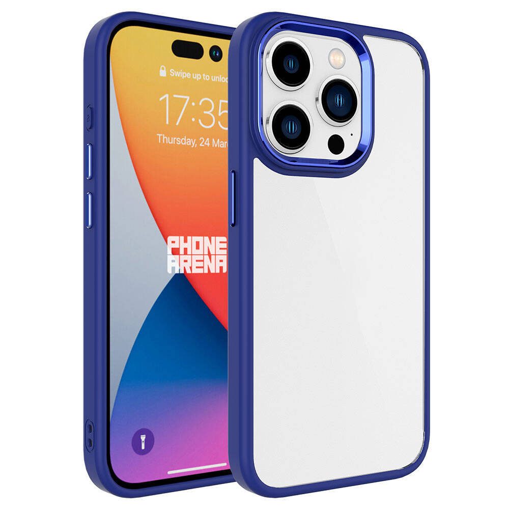 Apple iPhone 15 Pro Max Kılıf Zore Krom Kapak - Lacivert
