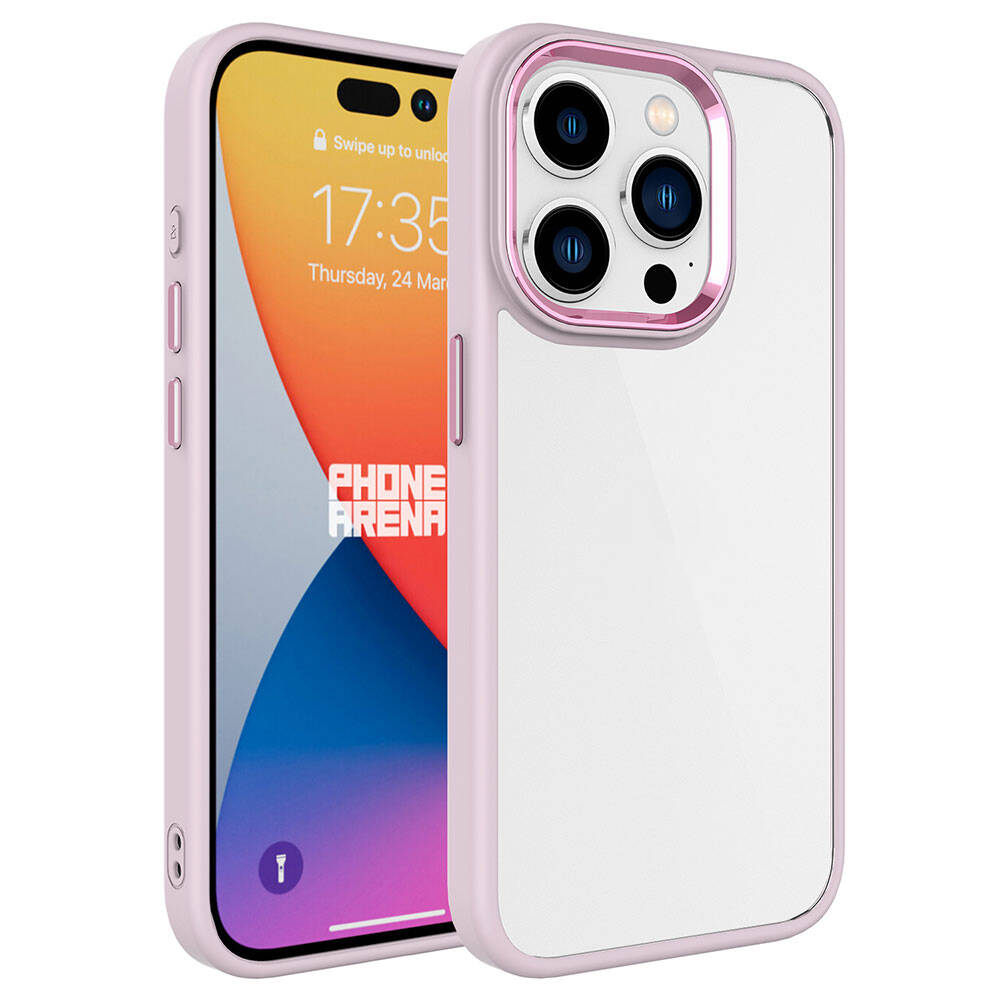 Apple iPhone 15 Pro Max Kılıf Zore Krom Kapak - Pembe Açık