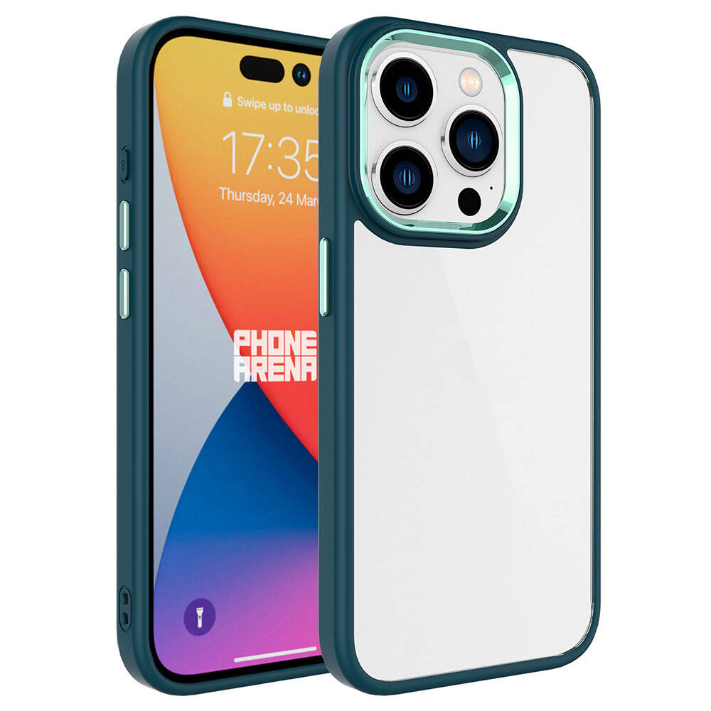 Apple iPhone 15 Pro Max Kılıf Zore Krom Kapak - Koyu Yeşil