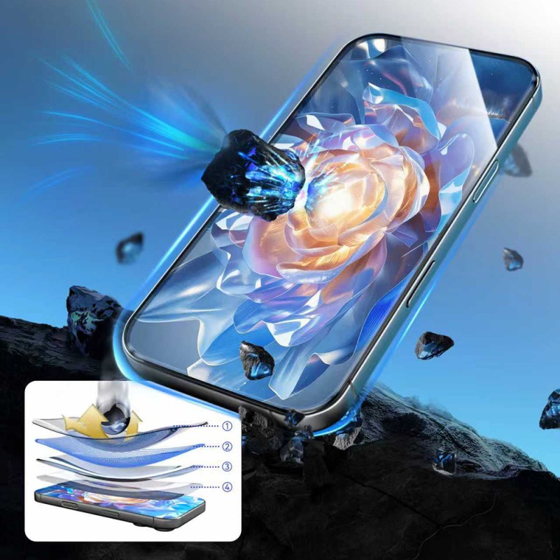 Apple iPhone 15 Pro Mohseven Safir Coating HD 3D Glue Temperli Cam Ekran Koruyucu - 13