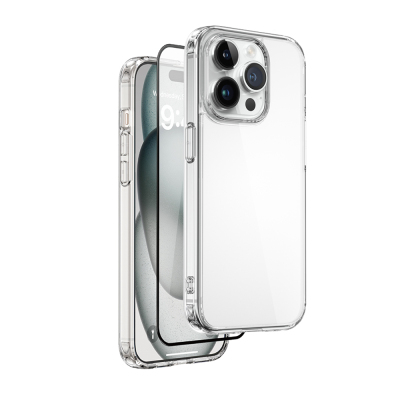 Apple iPhone 15 Pro Wiwu Wi-IP001 Kılıf Ekran Koruyucu Kamera Lensi 3in1 Koruma Seti - Wiwu