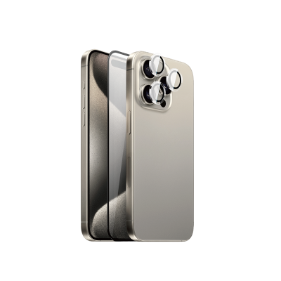 Apple iPhone 15 Pro Wiwu Wi-IP002 2in1 Tempered Glass Handset Anti-Dust Screen Protector and Camera Lens Protector Set - Wiwu