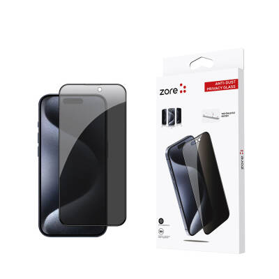 Apple iPhone 15 Pro Zore Anti-Dust Privacy Temperli Ekran Koruyucu - Zore