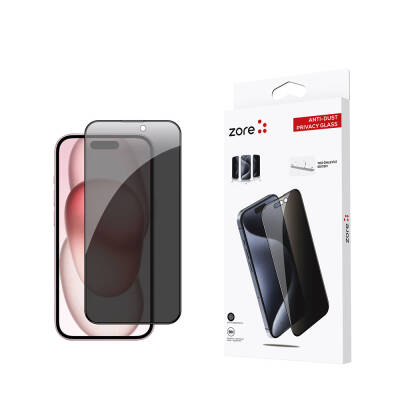 Apple iPhone 15 Zore Anti-Dust Privacy Temperli Ekran Koruyucu - Zore