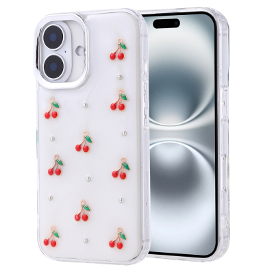 Apple iPhone 16 Case Airbag Design Glitter Transparent Zore Kutup Cover - Zore