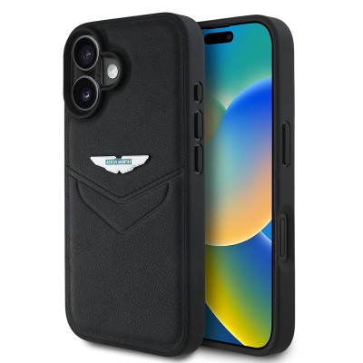 Apple iPhone 16 Case Aston Martin Original Licensed Victory Design PU Leather Metal Logo Cover - 8