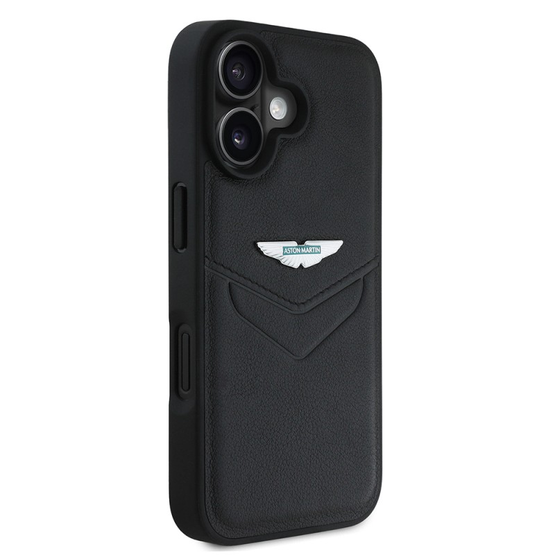 Apple iPhone 16 Case Aston Martin Original Licensed Victory Design PU Leather Metal Logo Cover - 4
