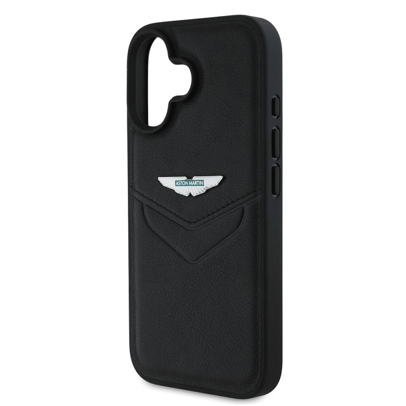 Apple iPhone 16 Case Aston Martin Original Licensed Victory Design PU Leather Metal Logo Cover - 6