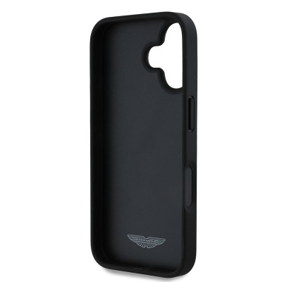 Apple iPhone 16 Case Aston Martin Original Licensed Victory Design PU Leather Metal Logo Cover - 7