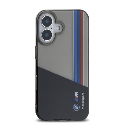 Apple iPhone 16 Case BMW Original Licensed Semi-Transparent M Design Striped Cover - 4