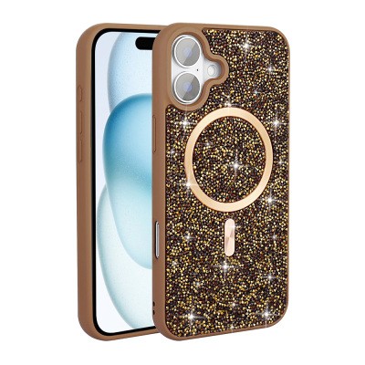 Apple iPhone 16 Case Diamond Design Magsafe Charging Feature Zore Mosaic Silicone Cover - 7