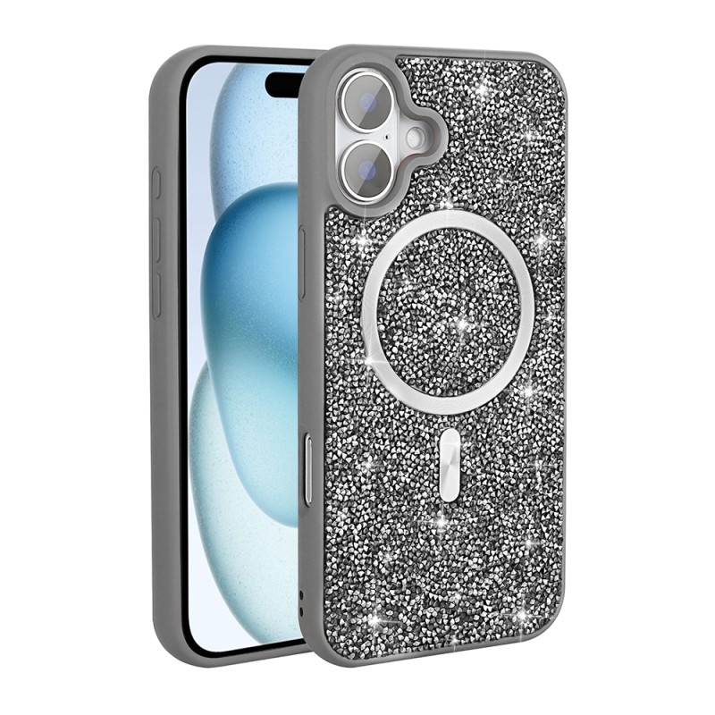 Apple iPhone 16 Case Diamond Design Magsafe Charging Feature Zore Mosaic Silicone Cover - 6