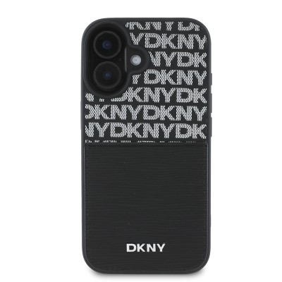 Apple iPhone 16 Case DKNY Original Licensed Card Holder 3D Written Repeat Texture Pattern Cover - 4
