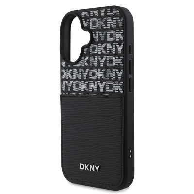 Apple iPhone 16 Case DKNY Original Licensed Card Holder 3D Written Repeat Texture Pattern Cover - 7