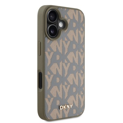 Apple iPhone 16 Case DKNY Original Licensed Magsafe Charging Feature 3D Written Grid Pattern Cover - 6