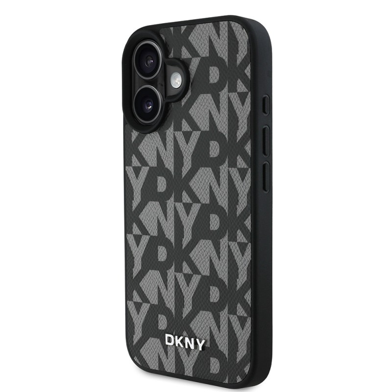 Apple iPhone 16 Case DKNY Original Licensed Magsafe Charging Feature 3D Written Grid Pattern Cover - 11