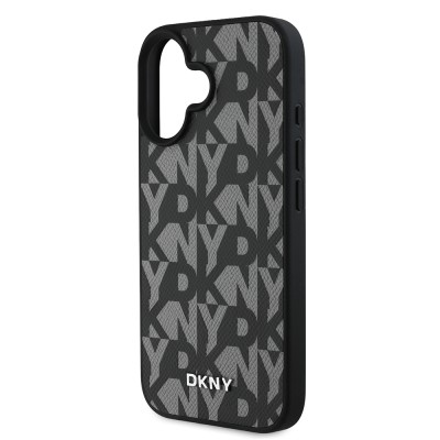 Apple iPhone 16 Case DKNY Original Licensed Magsafe Charging Feature 3D Written Grid Pattern Cover - 15