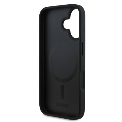Apple iPhone 16 Case DKNY Original Licensed Magsafe Charging Feature 3D Written Grid Pattern Cover - 16