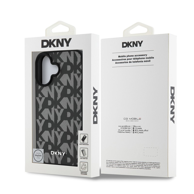 Apple iPhone 16 Case DKNY Original Licensed Magsafe Charging Feature 3D Written Grid Pattern Cover - 17