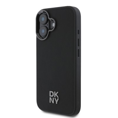 Apple iPhone 16 Case DKNY Original Licensed Magsafe Charging Feature Metal Logo PU Leather Plain Cover  - 3