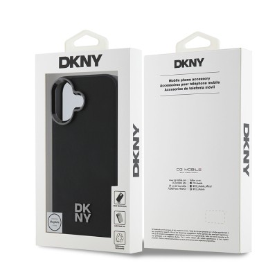 Apple iPhone 16 Case DKNY Original Licensed Magsafe Charging Feature Metal Logo PU Leather Plain Cover  - 9