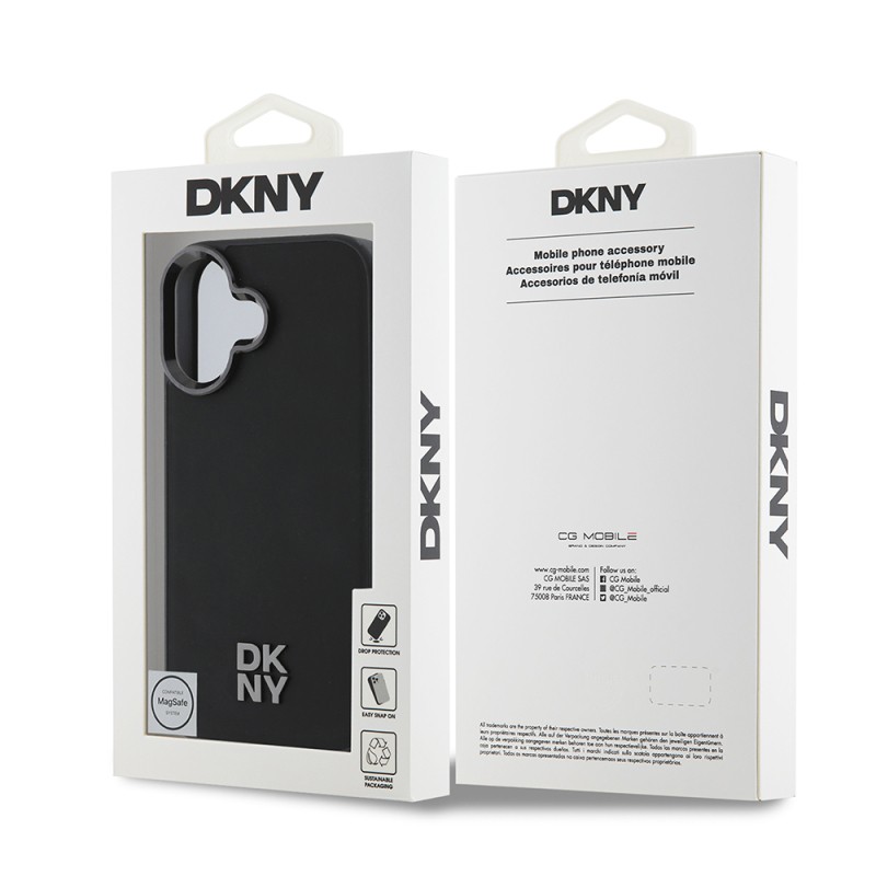 Apple iPhone 16 Case DKNY Original Licensed Magsafe Charging Feature Metal Logo PU Leather Plain Cover  - 9