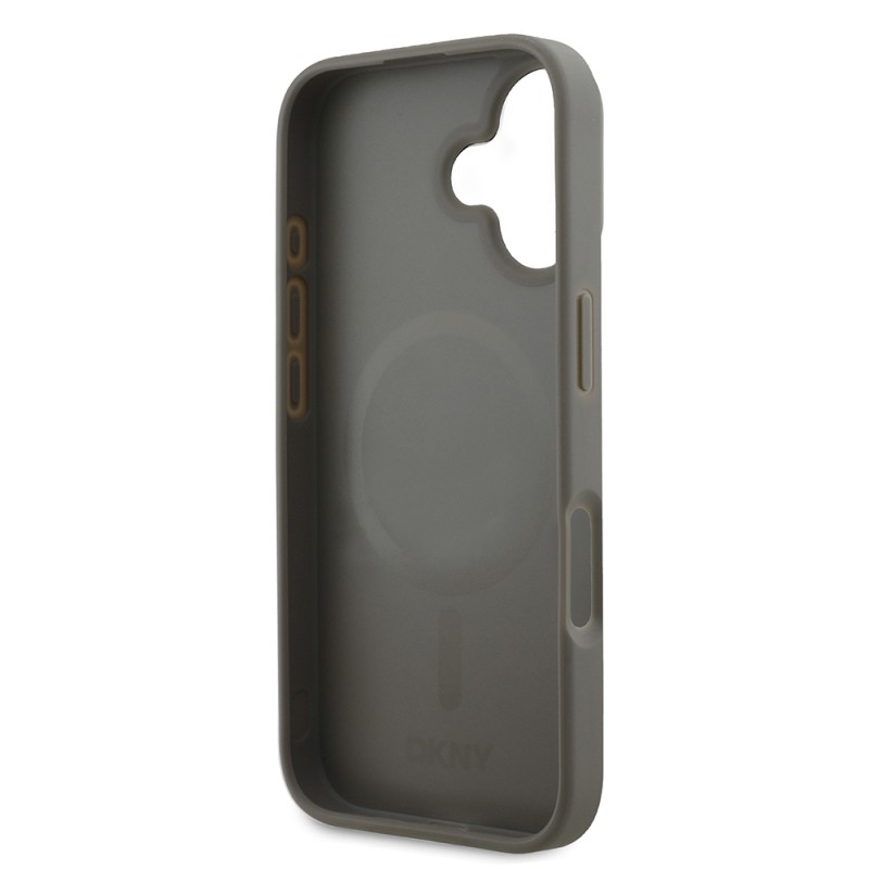 Apple iPhone 16 Case DKNY Original Licensed Magsafe Charging Featured 3D Written Checkered Pattern Cover - 9