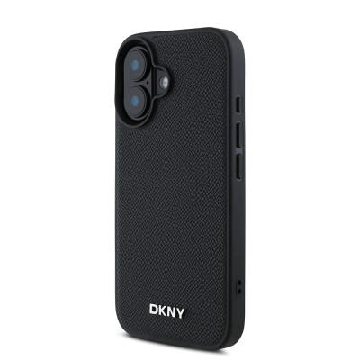 Apple iPhone 16 Case DKNY Original Licensed PU Leather Grained Cover with Metal Logo with Magsafe Charging Feature - 3