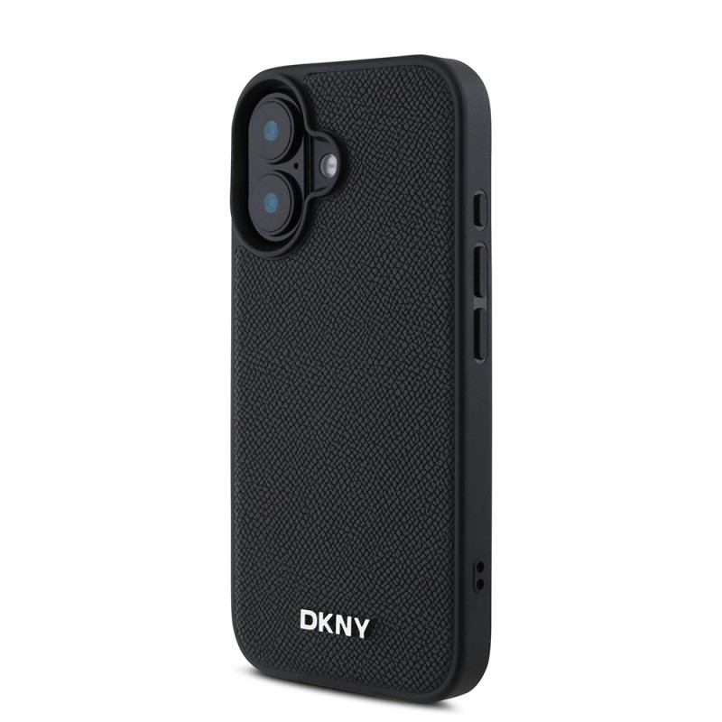 Apple iPhone 16 Case DKNY Original Licensed PU Leather Grained Cover with Metal Logo with Magsafe Charging Feature - 3