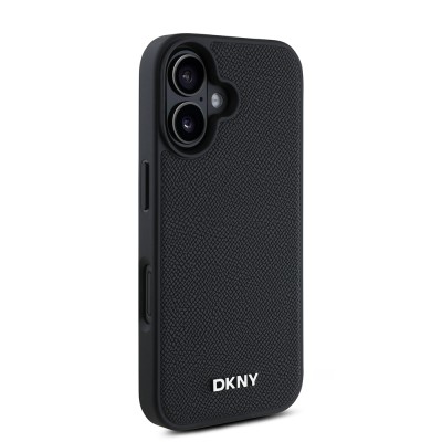 Apple iPhone 16 Case DKNY Original Licensed PU Leather Grained Cover with Metal Logo with Magsafe Charging Feature - 5
