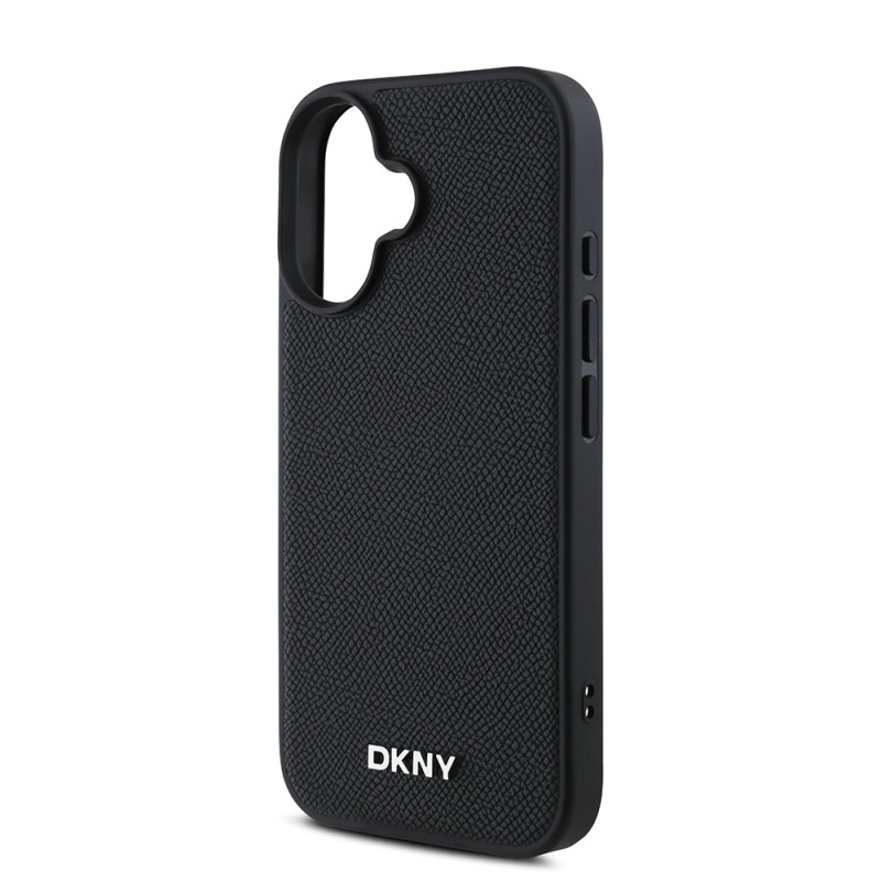 Apple iPhone 16 Case DKNY Original Licensed PU Leather Grained Cover with Metal Logo with Magsafe Charging Feature - 7